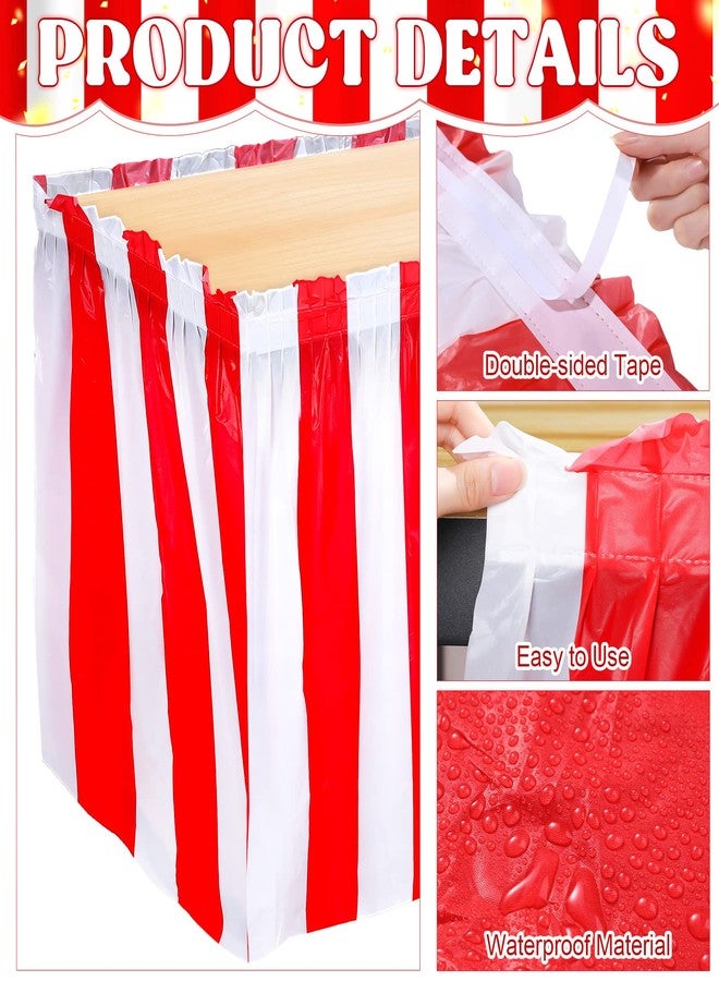 Oudain 18 Pieces Table Skirt Red and White Striped Table Skirts Disposable Carnival Decorations Circus Party Decorations for Carnival Circus Wedding Baby Shower Party Supplies, 29 Inch x 14 ft - Image 3